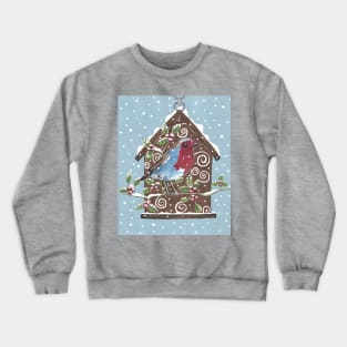 WINTER Robin Bird Painting Crewneck Sweatshirt